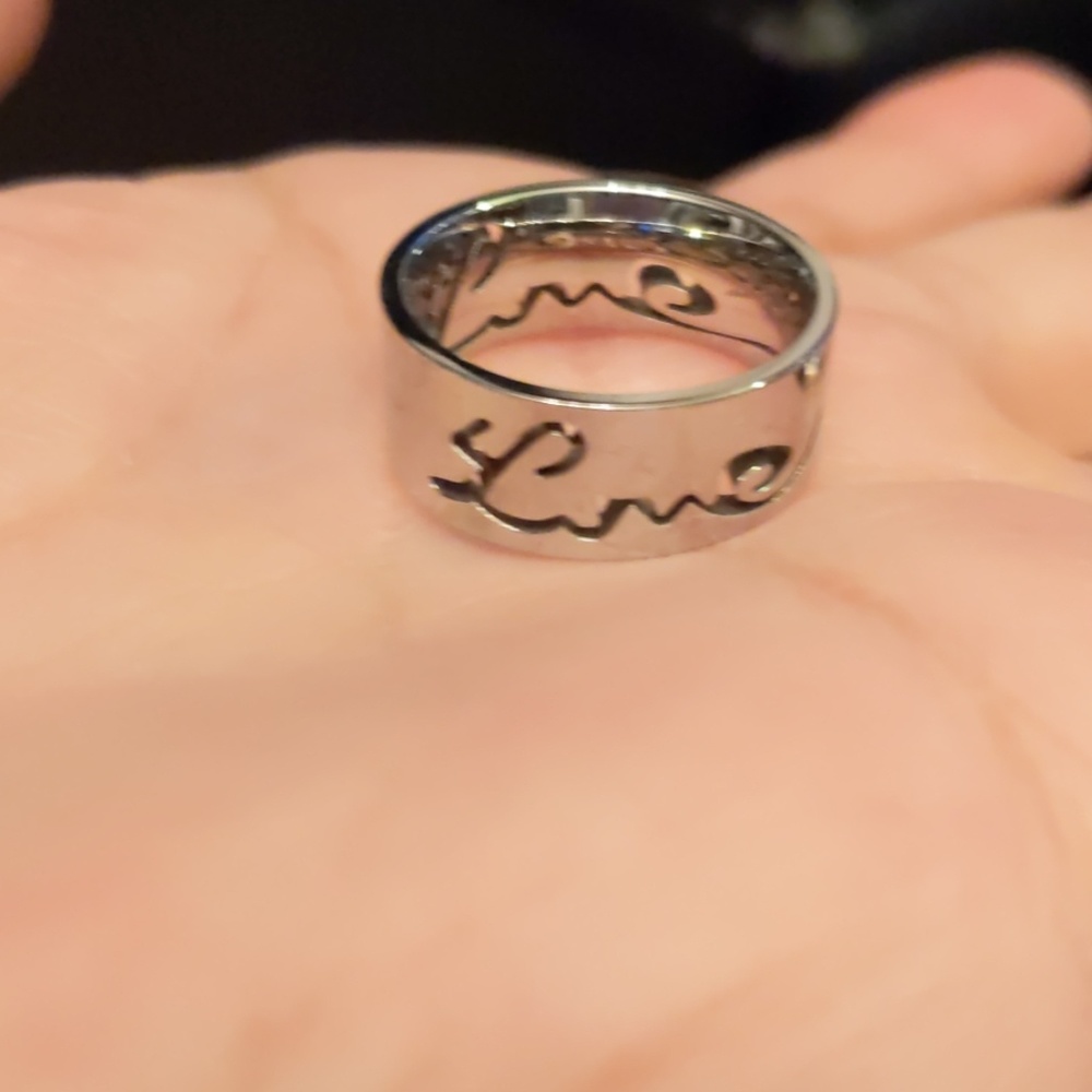Love engraved stainless steel ring size 6